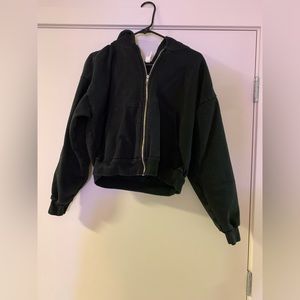 Los Angeles Apparel cropped heavyweight fleece zip hoodie